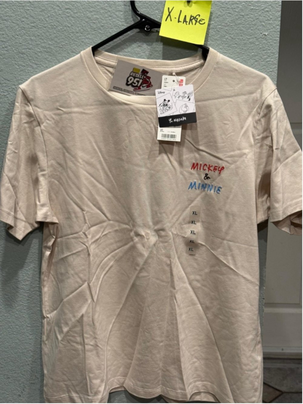 Uniqlo x Yu Nagaba Mickey & Minnie Disney Graphic Tee Cream Women's XL 475332 NW